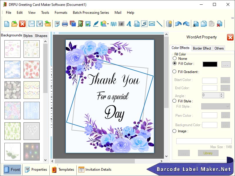 Greeting Cards by BarcodeLabelMaker.net Landing page