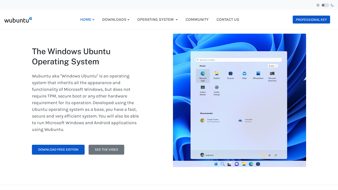 Wubuntu Landing page