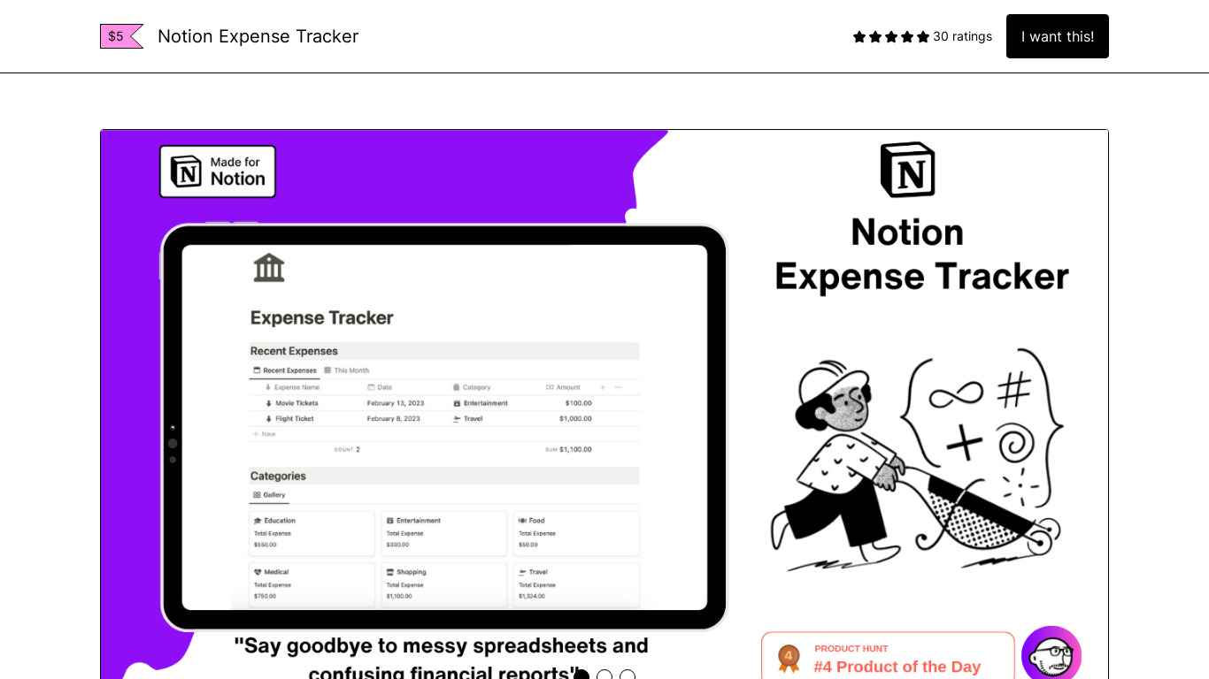 Expense Tracker Landing page
