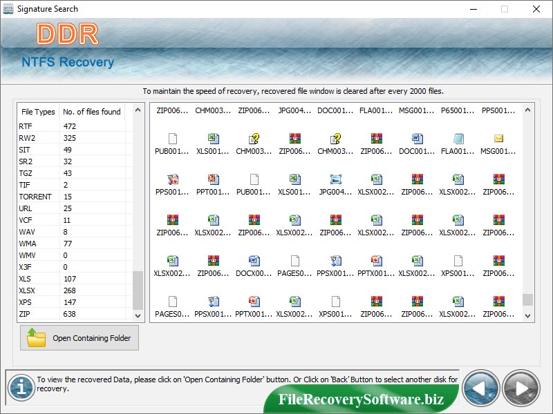 NTFS File Recovery Application Landing page