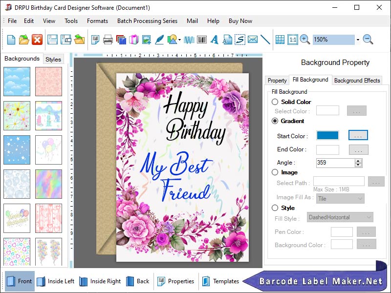 Birthday Card Maker by BarcodeLabelMaker.net Landing page