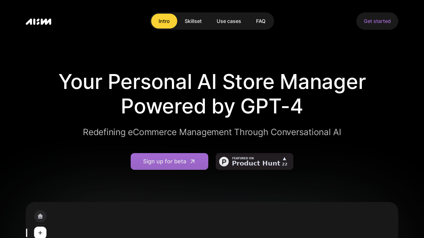 AI Store Manager Landing page