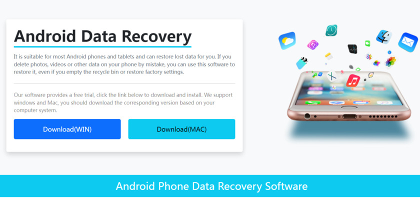 SyncRestore Android Data Recovery Landing Page