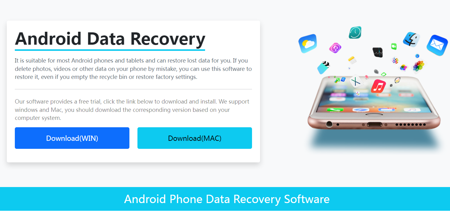 SyncRestore Android Data Recovery Landing page