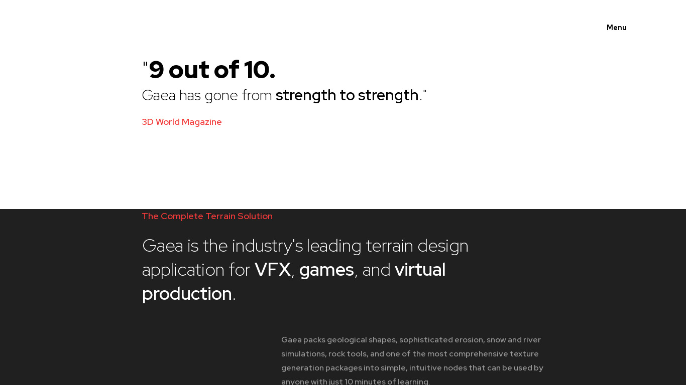 Gaea Landing page