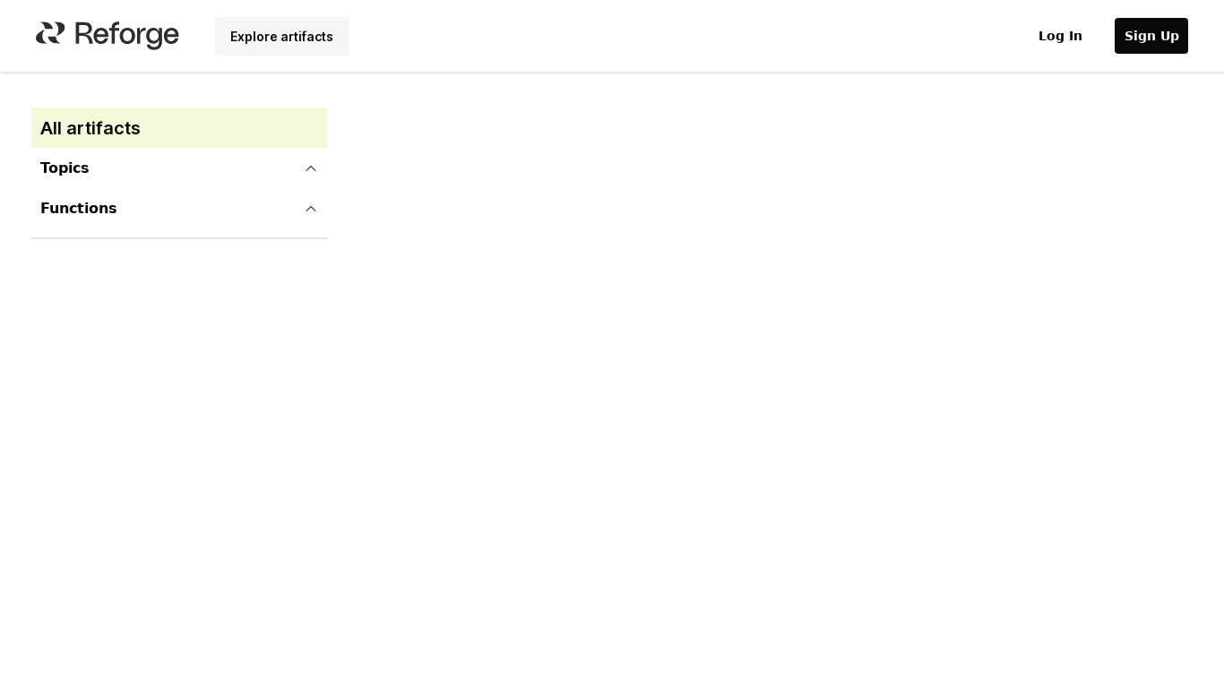 Reforge Artifacts Landing page