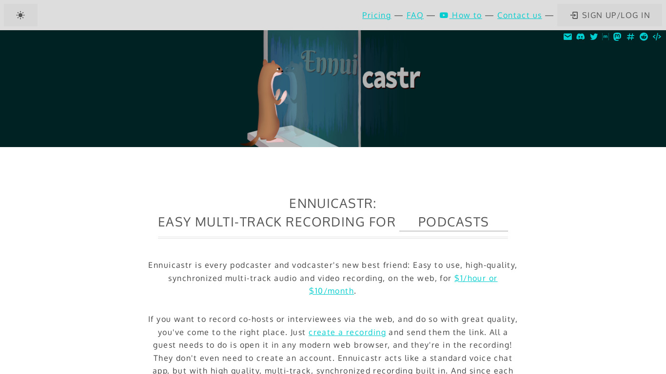 Ennuicastr Landing page