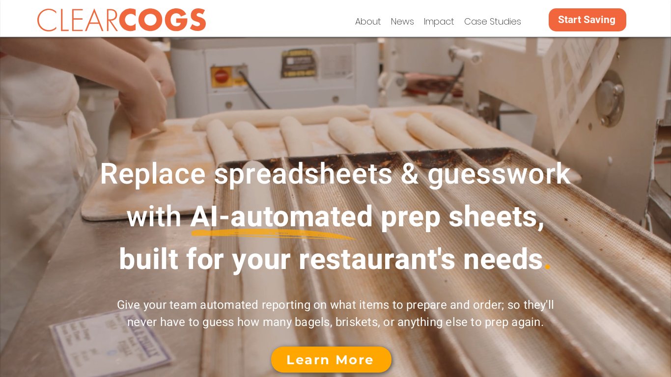 ClearCOGS Landing page