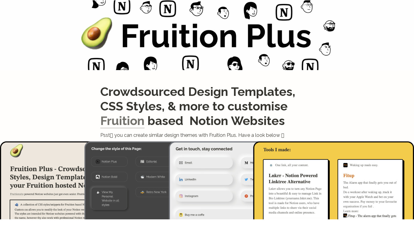 Fruition Plus Landing page