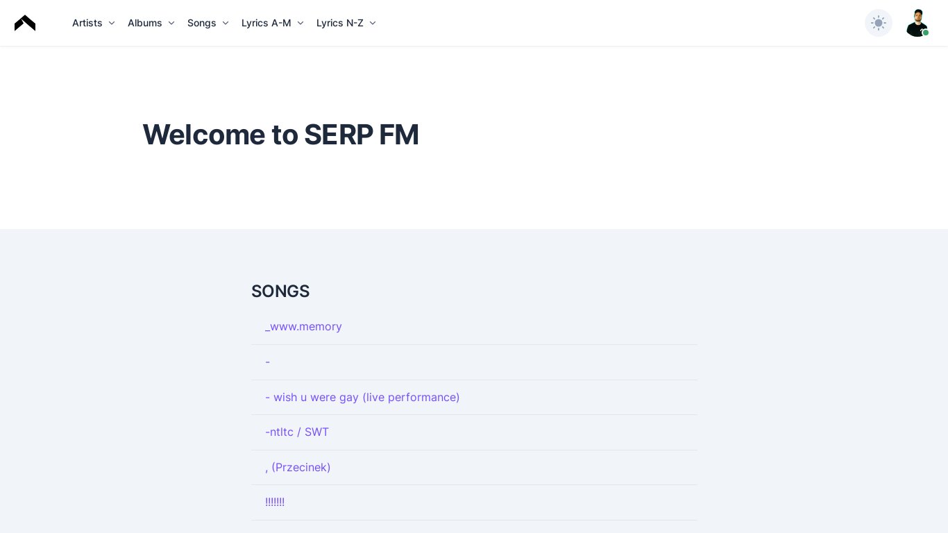 SERP FM Landing page