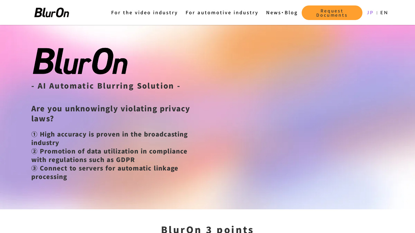 BlurOn Landing page