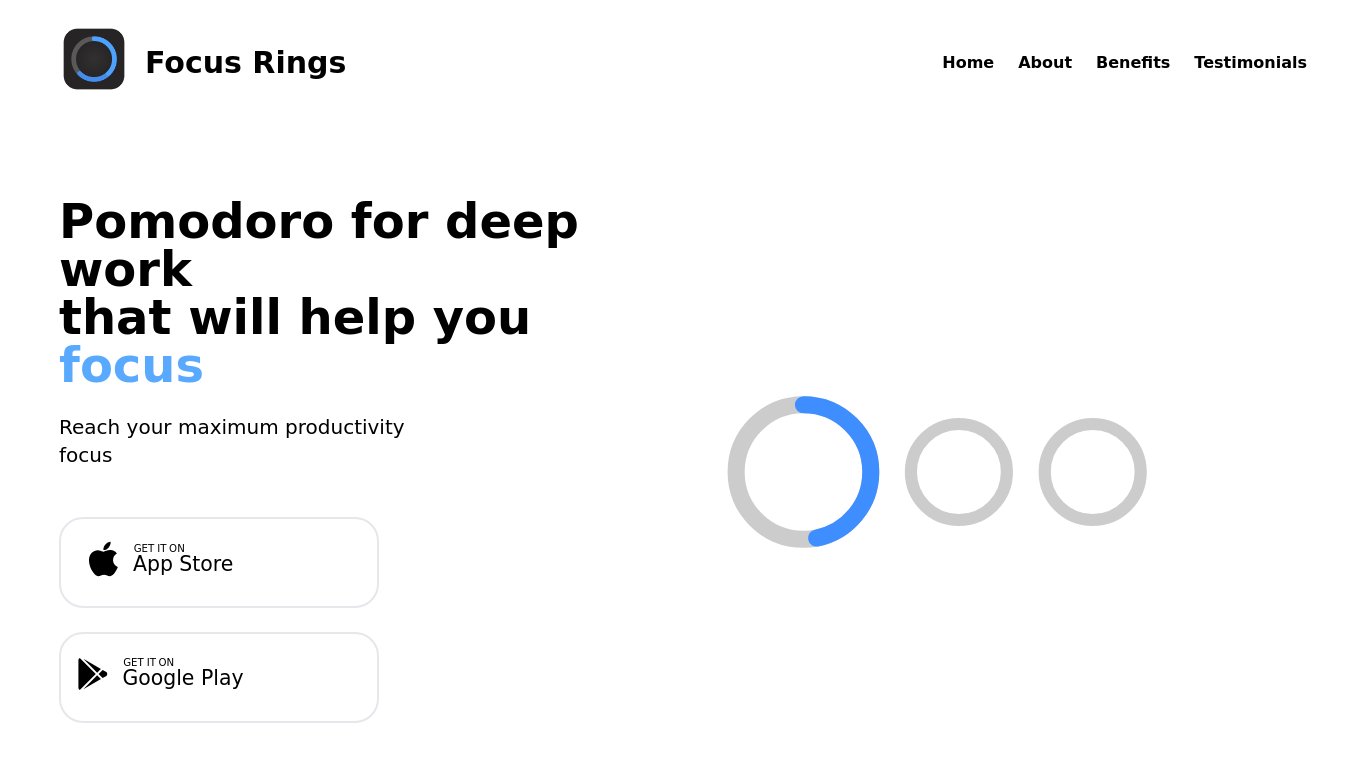 Focus Rings Landing page