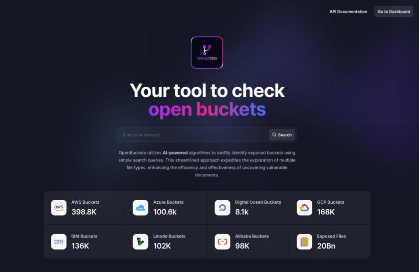 OpenBuckets.io Landing Page