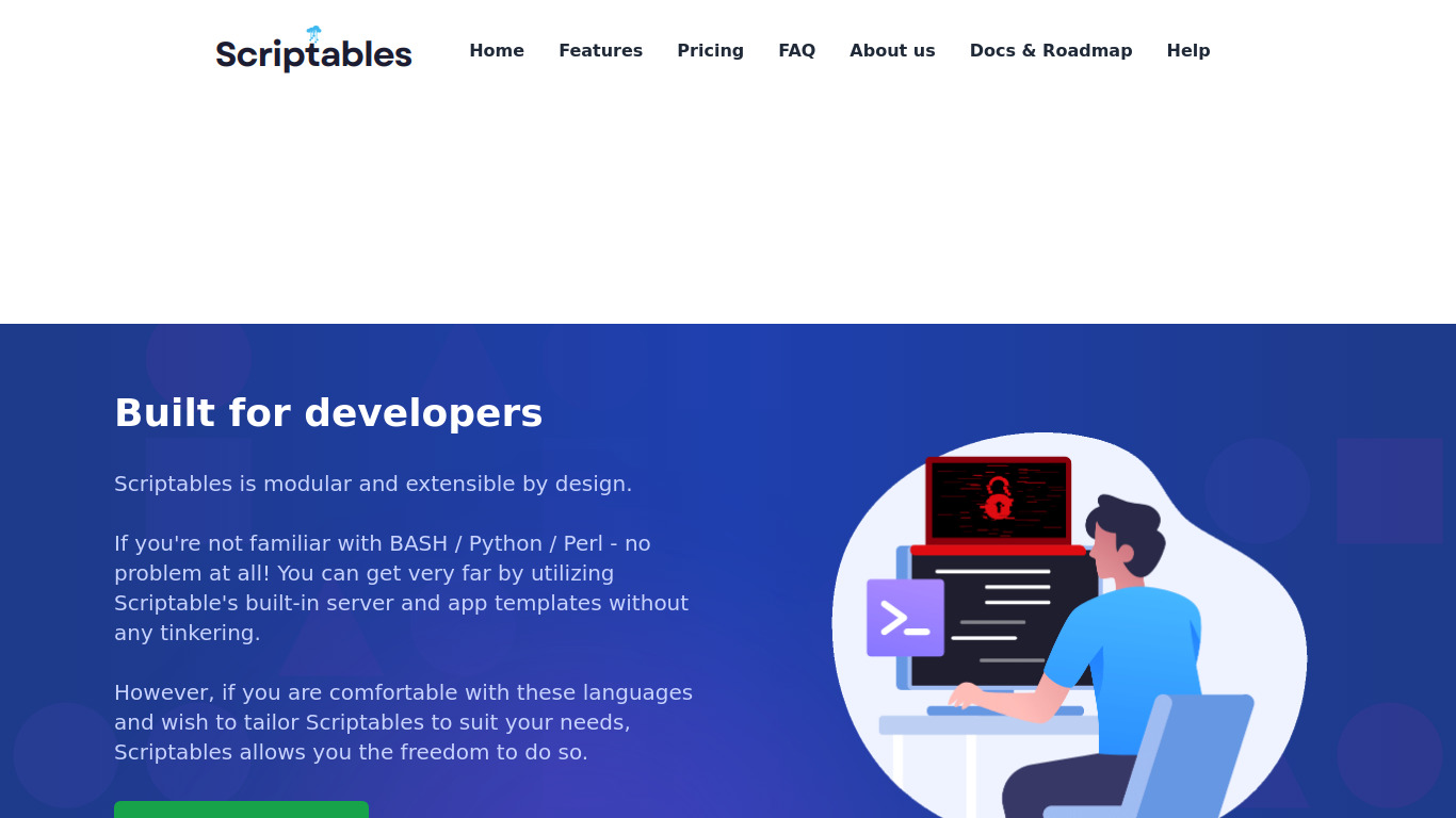 Scriptables Landing page