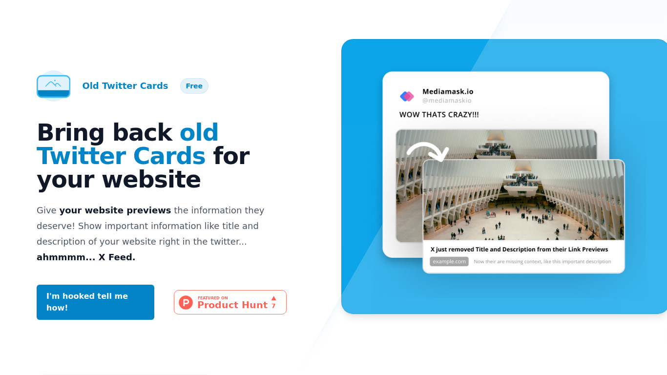 Old Twitter Cards Landing page