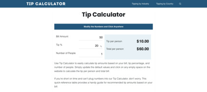 Tip-Calculator.org screenshot