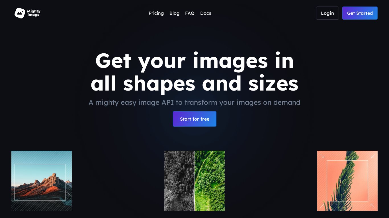 Mighty Image Landing page