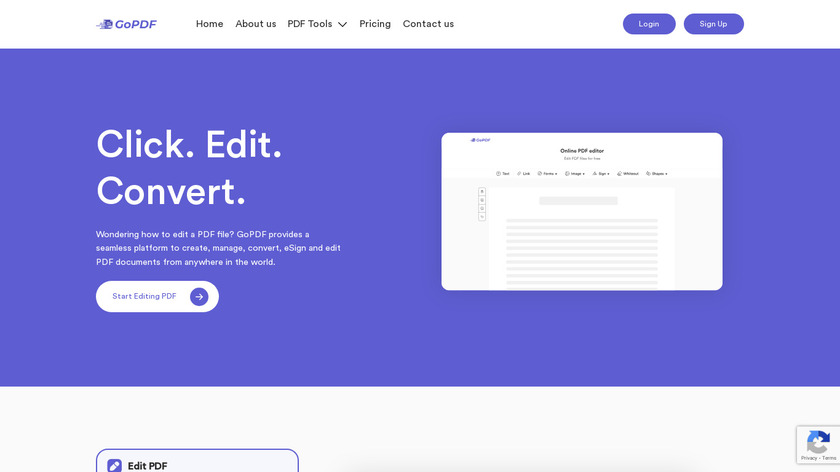 GoPDF Landing Page