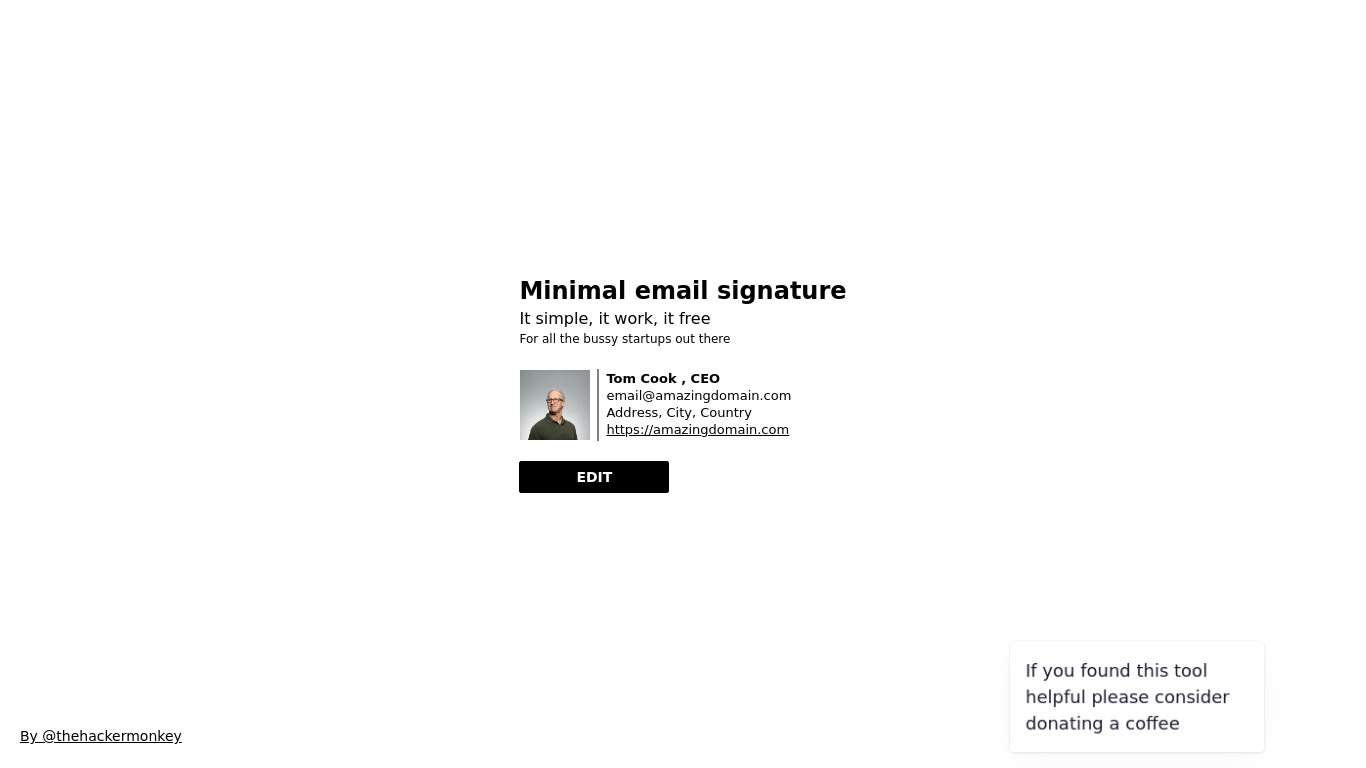 Minimal Email Signature Landing page