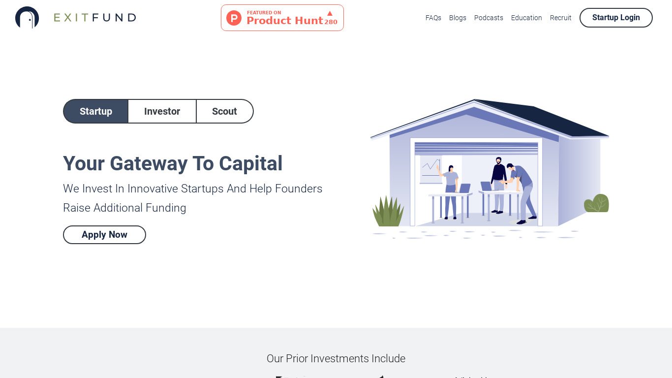 Exitfund Landing page