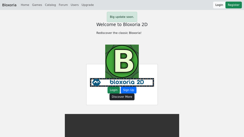 Bloxoria 2D Landing Page