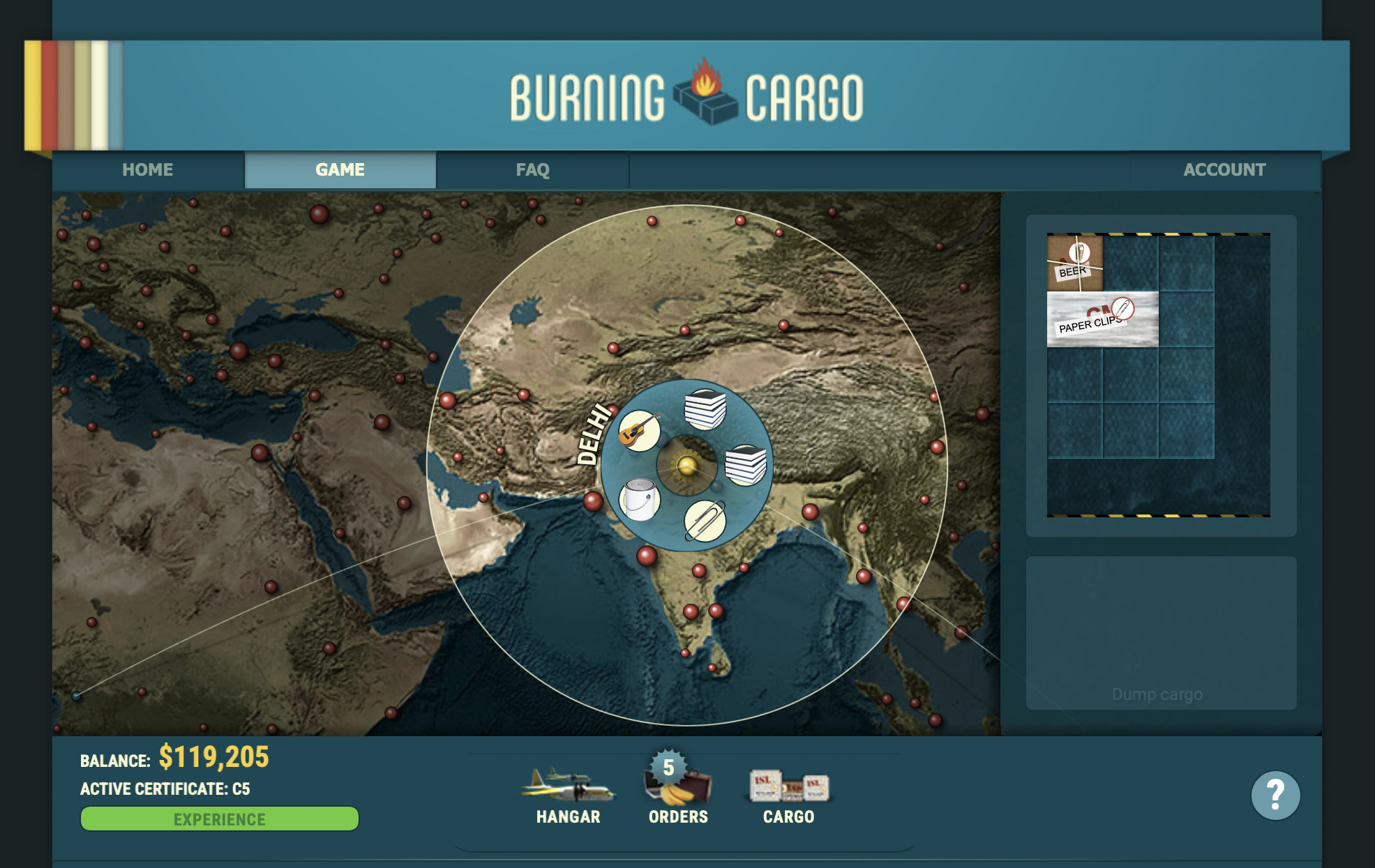 Burning Cargo Landing page