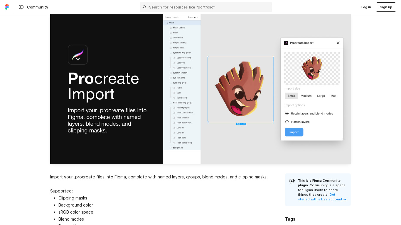 Procreate Import for Figma Landing page