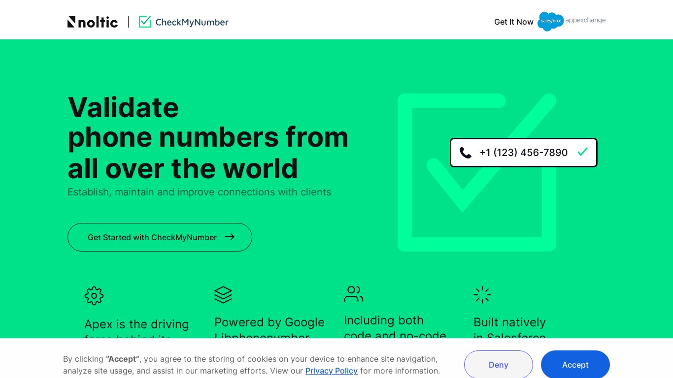 CheckMyNumber Landing page