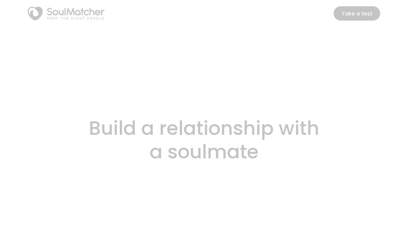 SoulMatcher: Find Right People Landing page