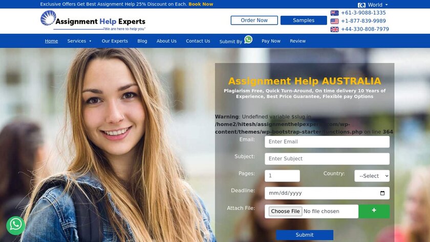Assignment Help Experts Landing Page