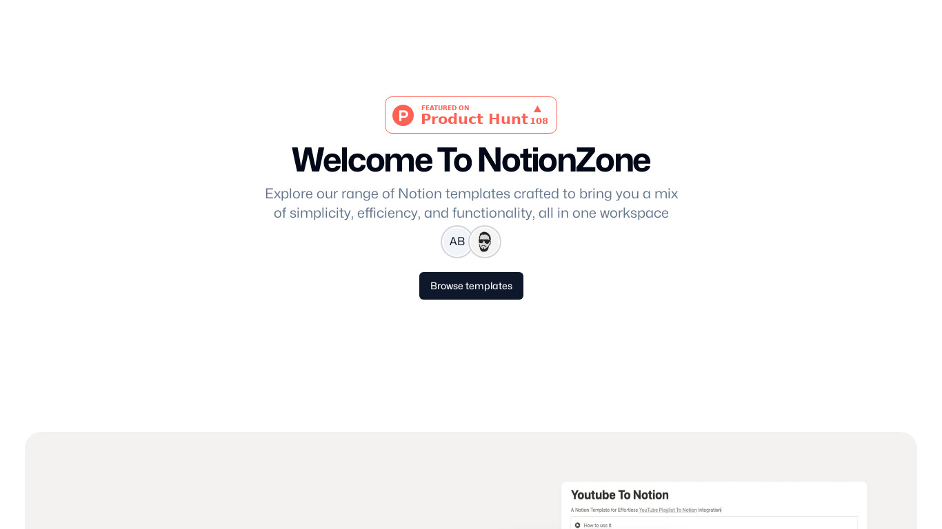 NotionZone Landing page