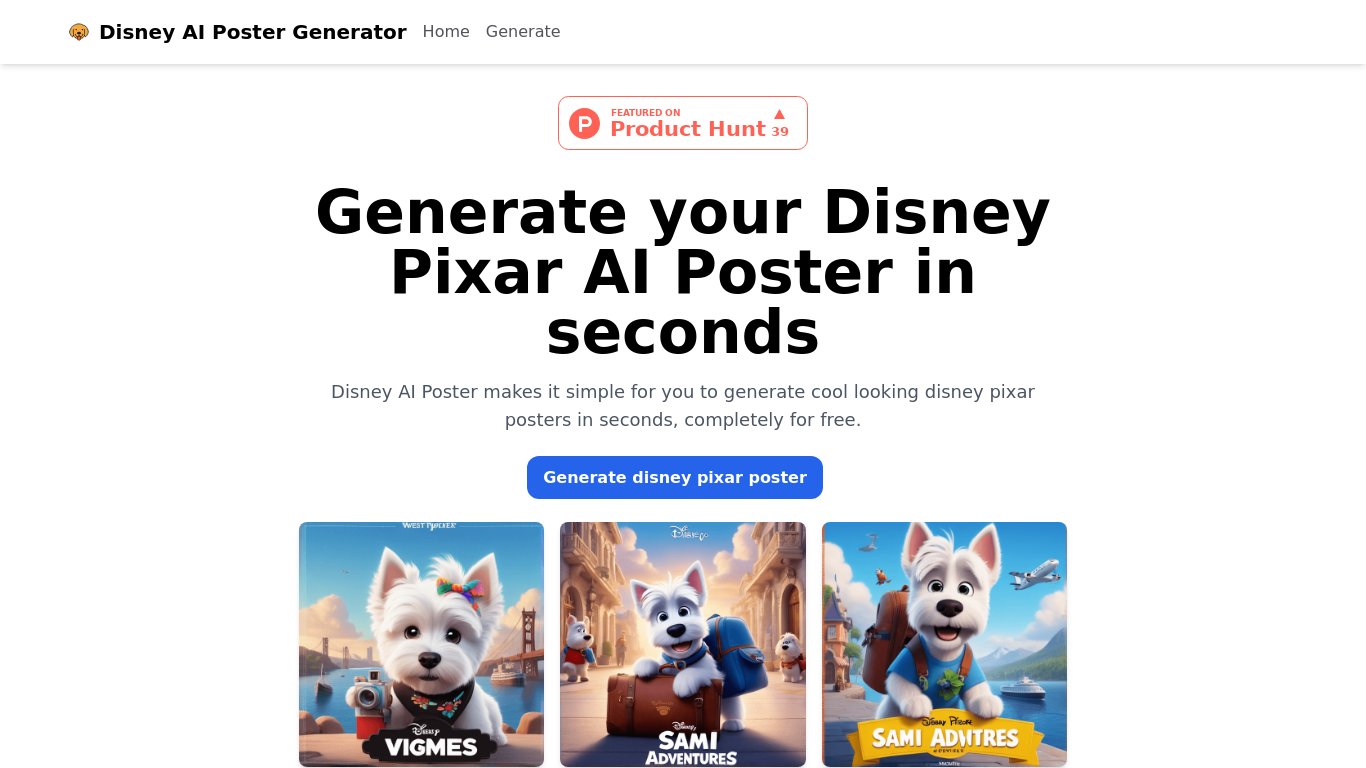 Disney AI Poster Landing page
