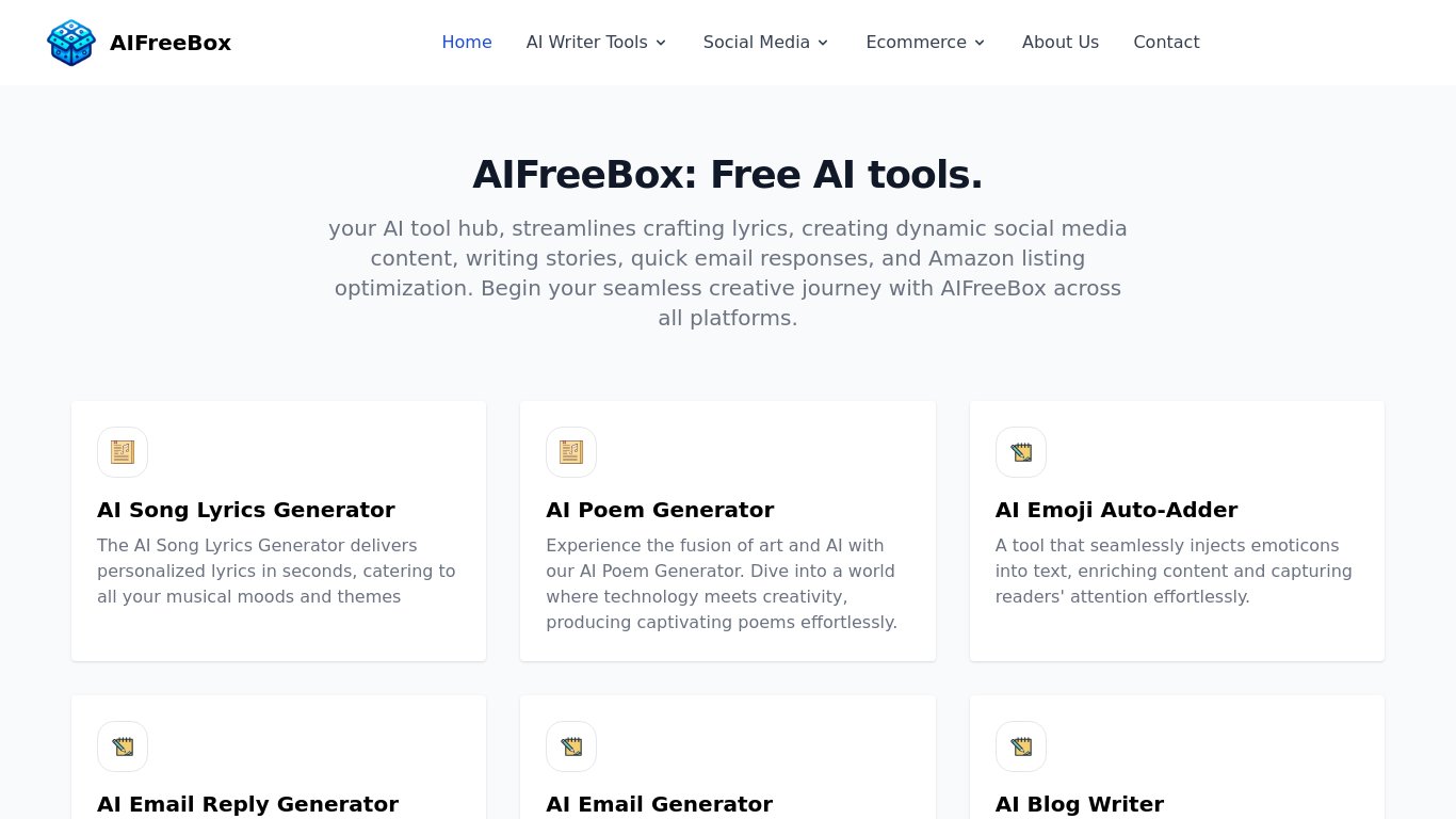 AIFreeBox Landing page