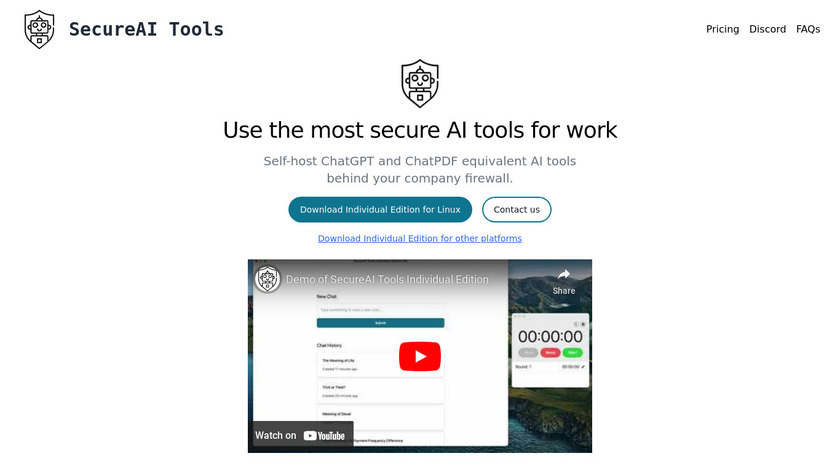 SecureAI Tools Landing Page