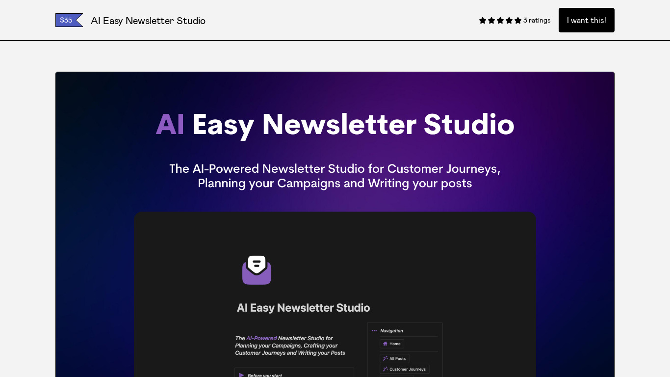 AI Easy Newsletter Studio Landing page