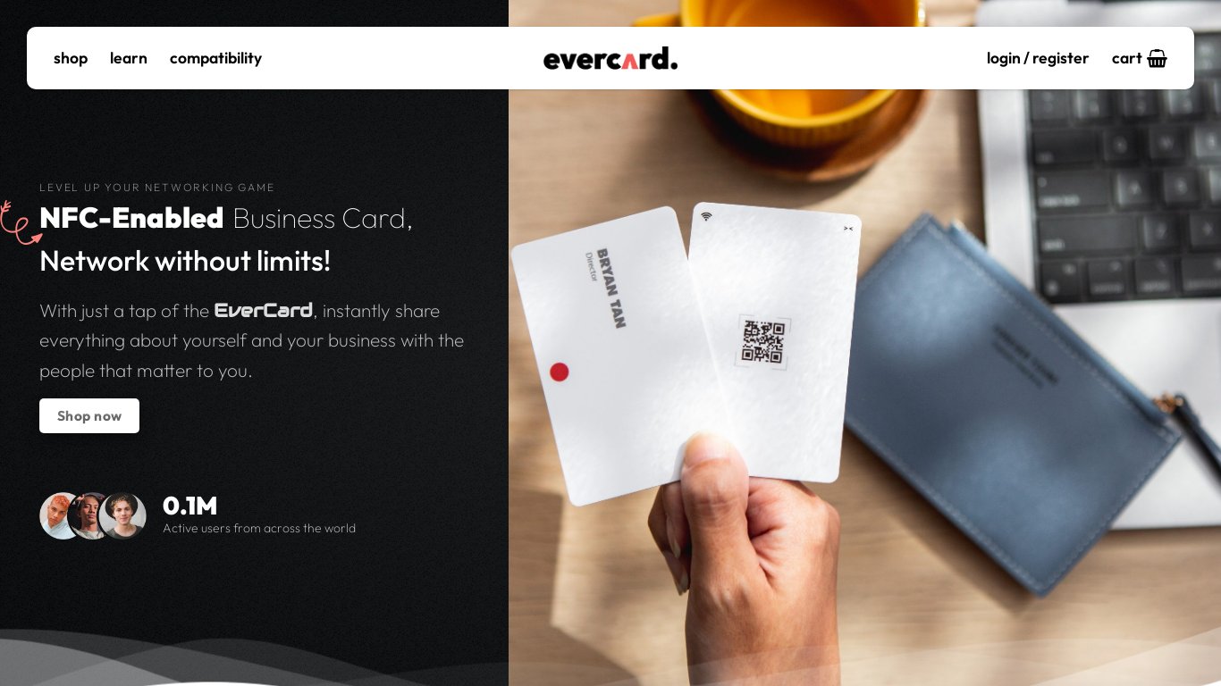 Evercard.co Landing page
