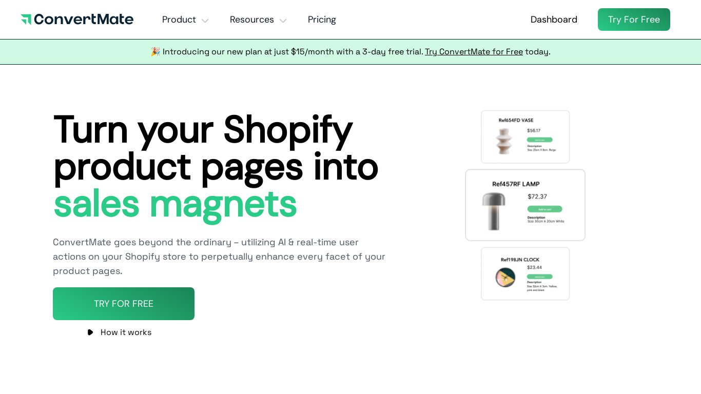 ConvertMate Landing page