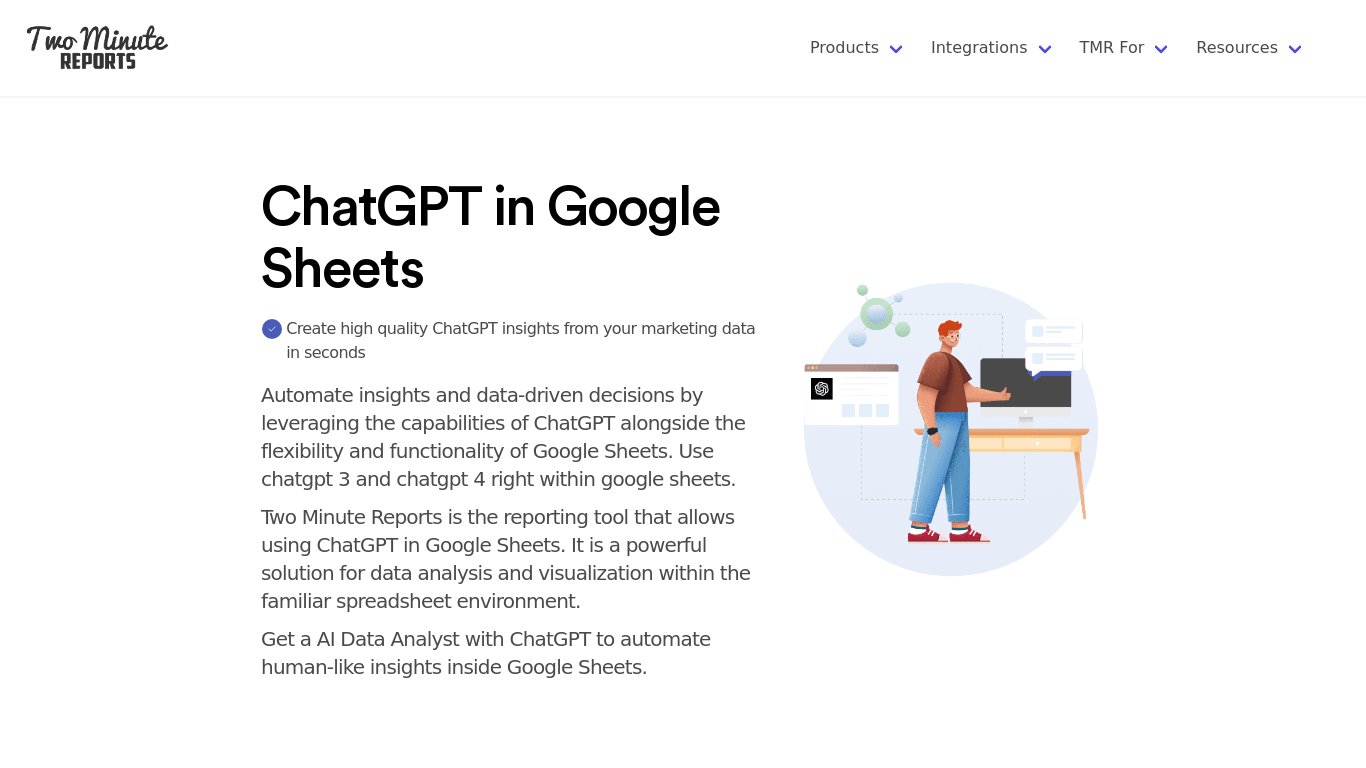 ChatGPT-4 for Google Sheets Landing page