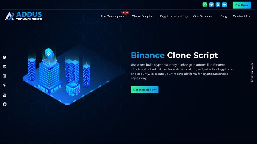 Addus Technologies Binance Clone Script Landing Page