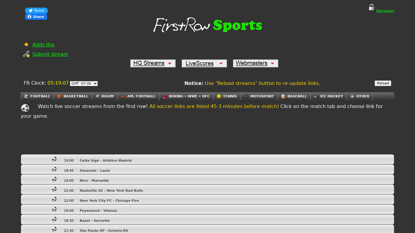 FirstRowSport Landing Page