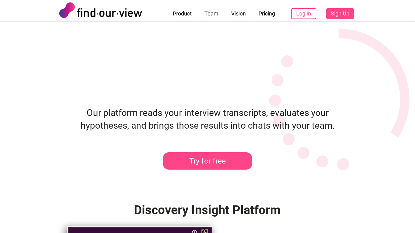FindOurView Landing page