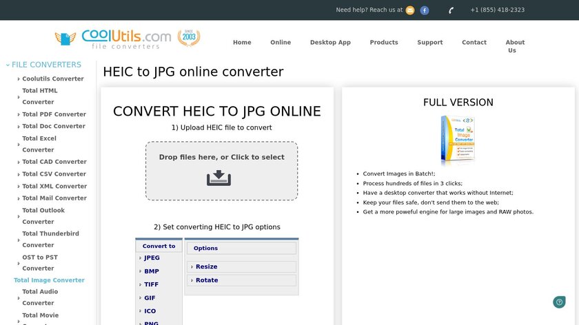 CoolUtils HEIC Converter Landing Page