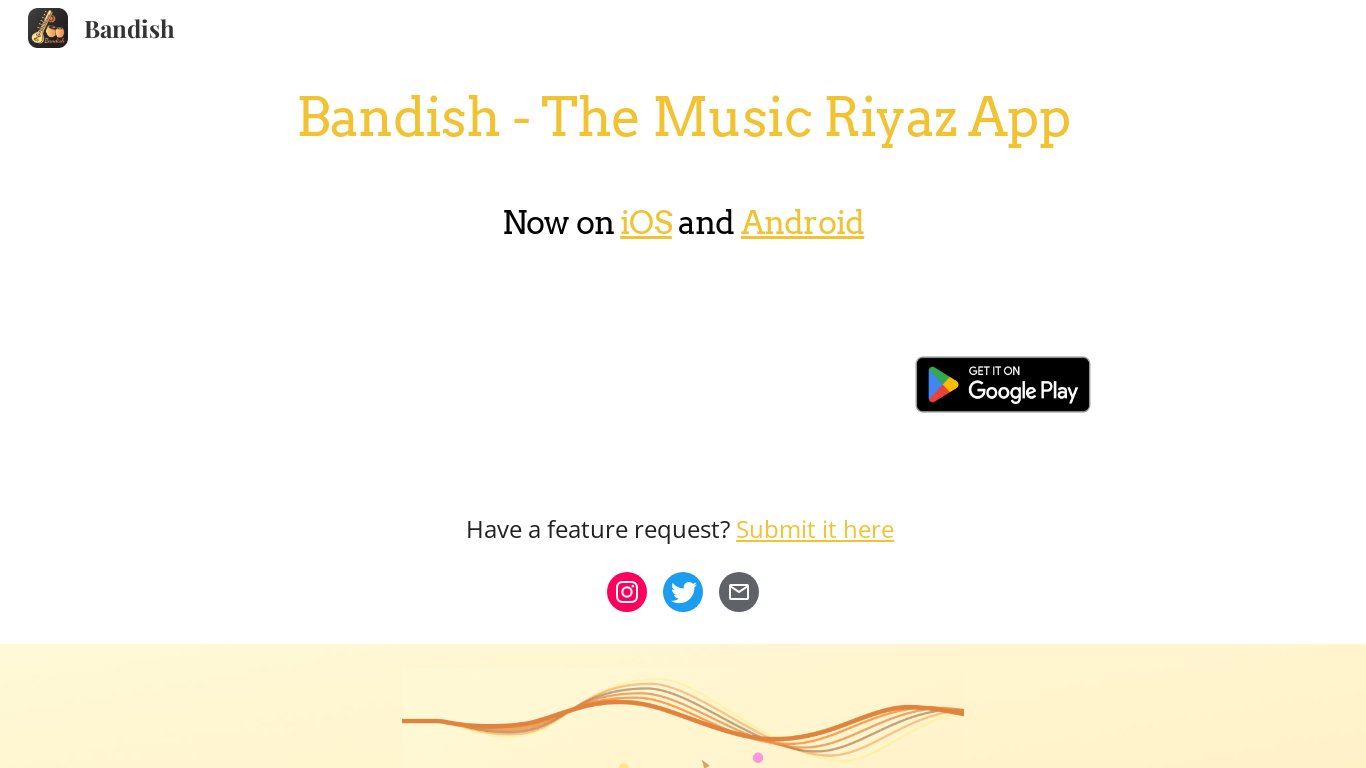 Bandish - The Music Riyaz App Landing page