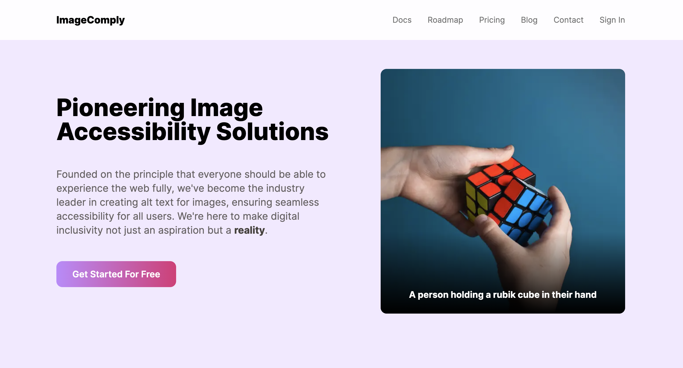 ImageComply Landing page