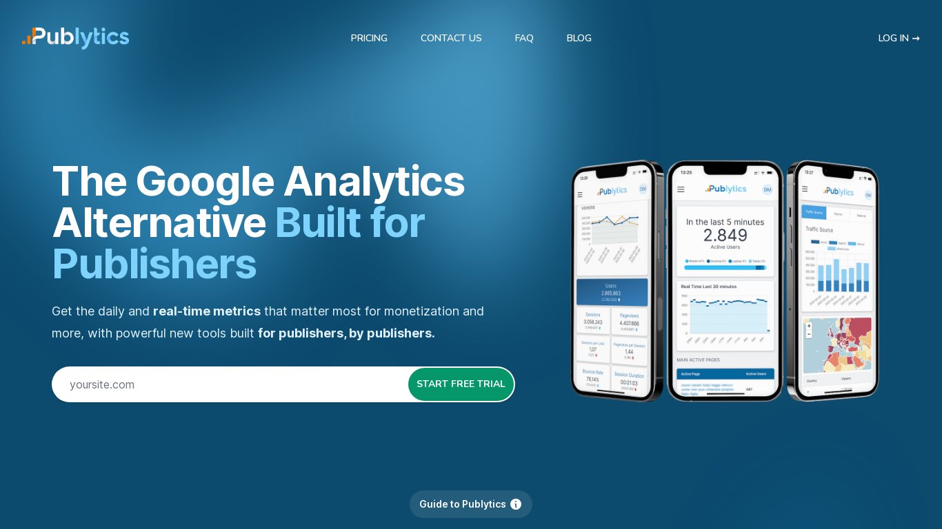 Publytics Landing page