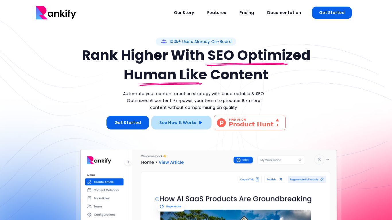 Rankify AI Landing page