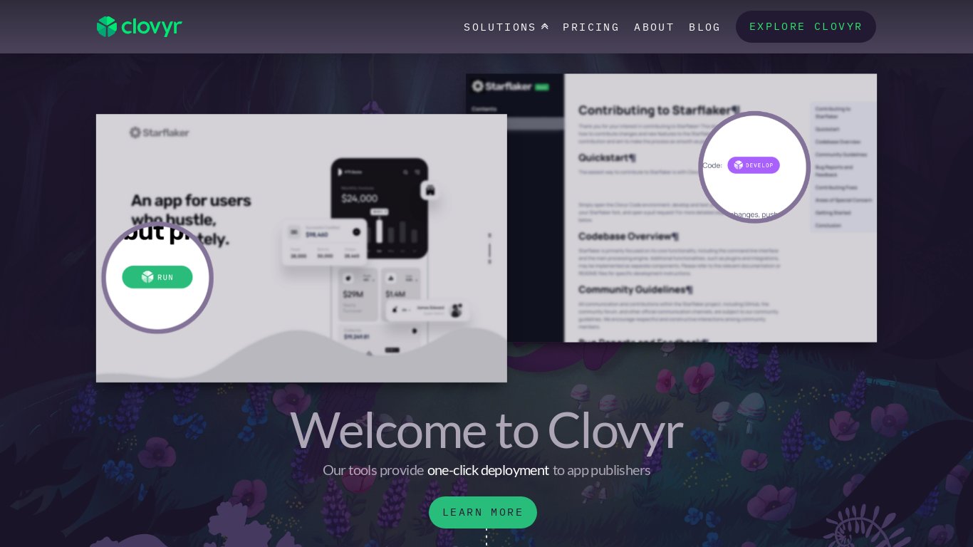 Clovyr Landing page