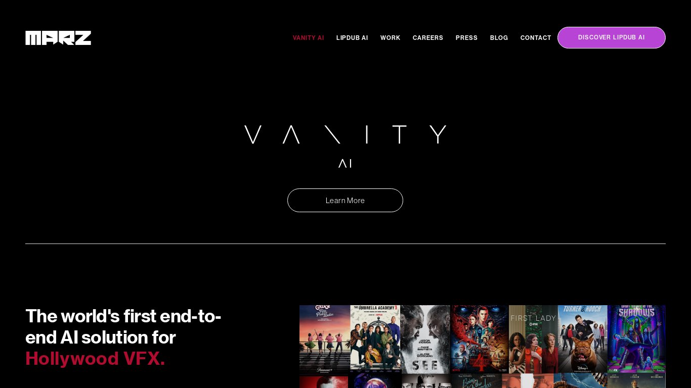 Vanity AI Landing page