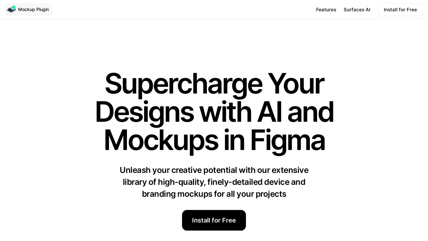 Mockup Plugin for Figma Landing page