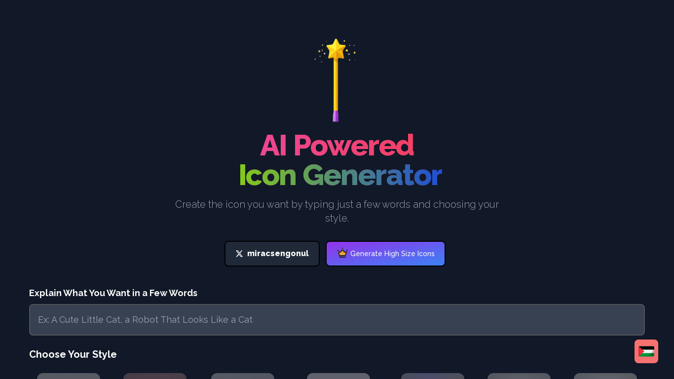 AI Icon Generator for Apps Landing page